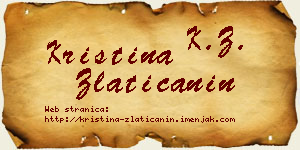 Kristina Zlatičanin vizit kartica